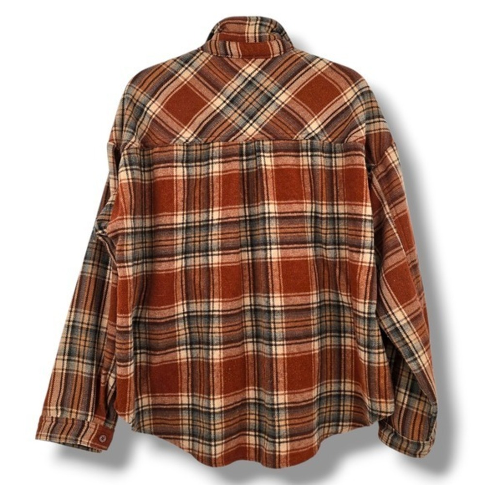 Umgee USA Womens Plaid Flannel Shirt Oversized Casual Long Sleeve Medium - Picture 2 of 11